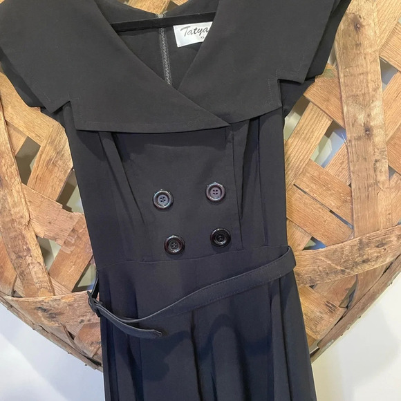 Tatyana Black Retro Style Midi Dress Size XS - Picture 2 of 11
